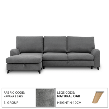 Sofa MERLIN SLEEPING (Left corner, extendable) (HAVANA 3 GREY)